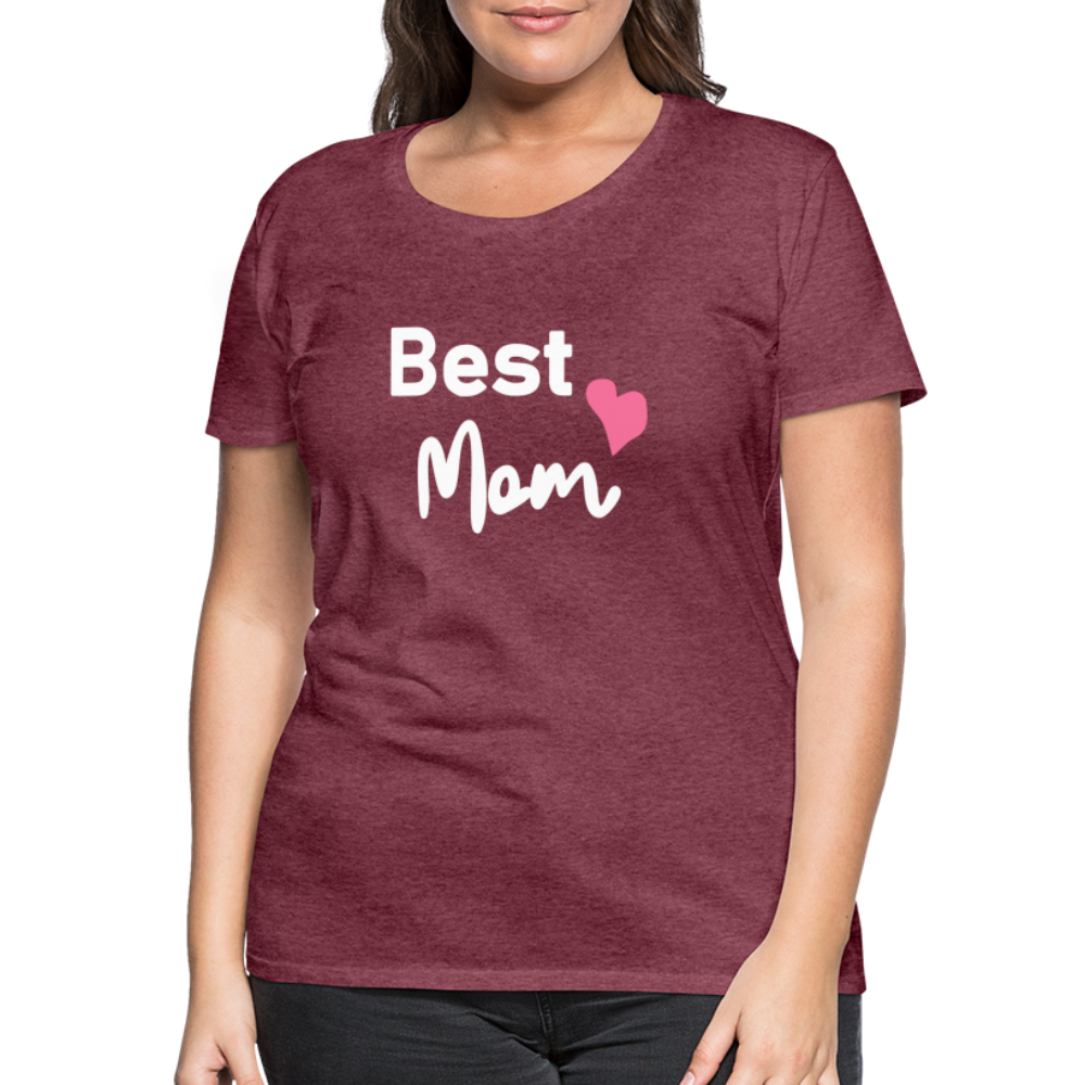 Frauen Premium T-Shirt - Best Mom Herz - Bordeauxrot meliert