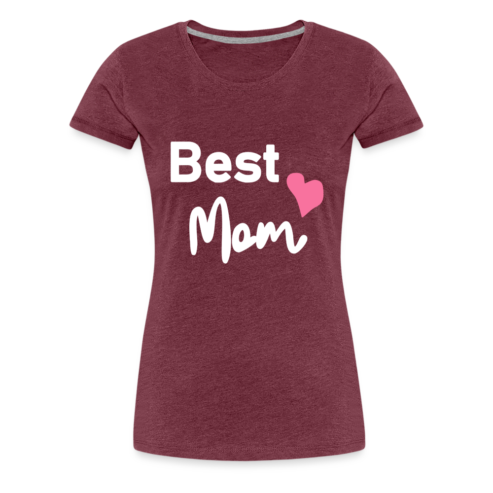 Frauen Premium T-Shirt - Best Mom Herz - Bordeauxrot meliert