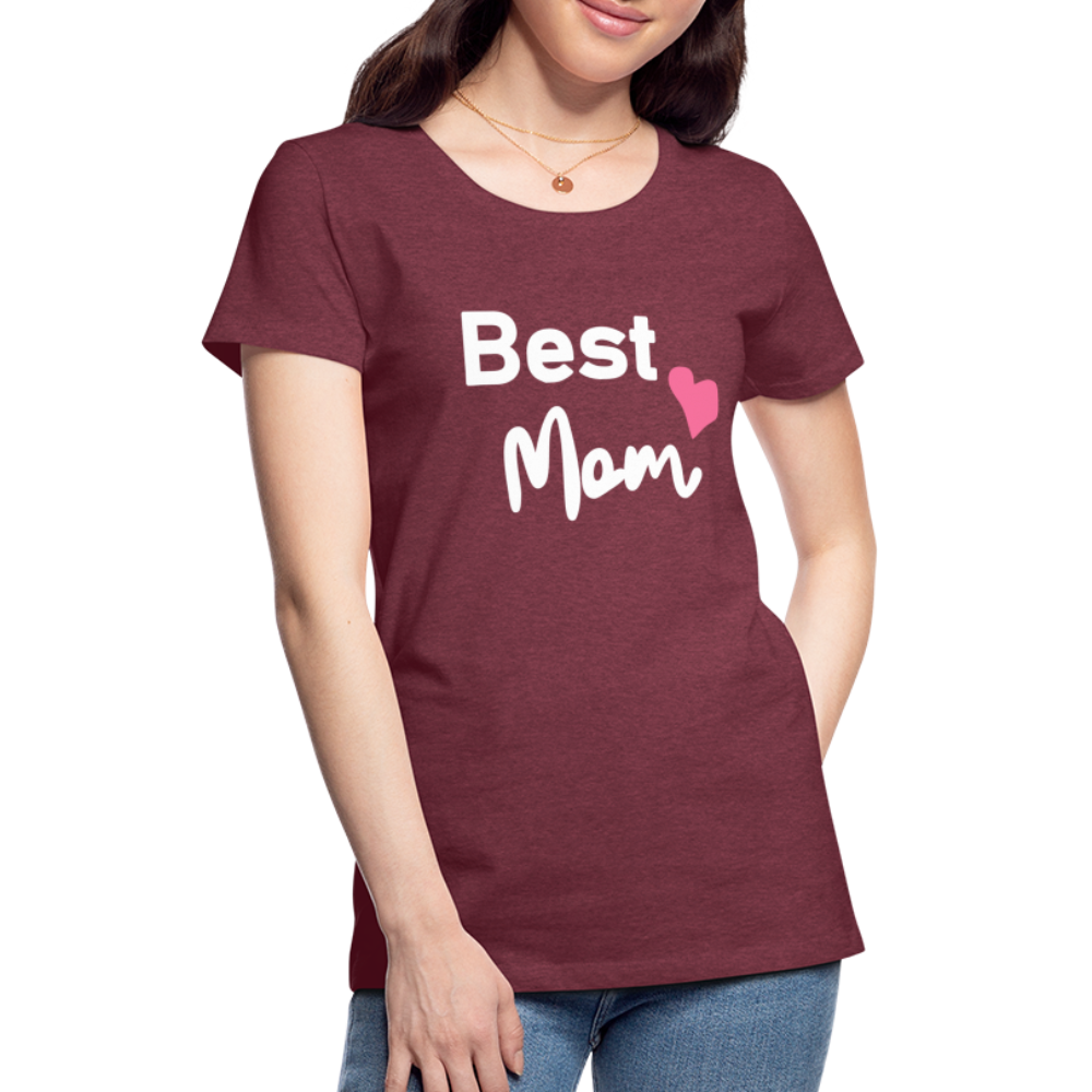 Frauen Premium T-Shirt - Best Mom Herz - Bordeauxrot meliert