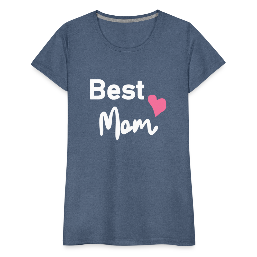 Frauen Premium T-Shirt - Best Mom Herz - Blau meliert