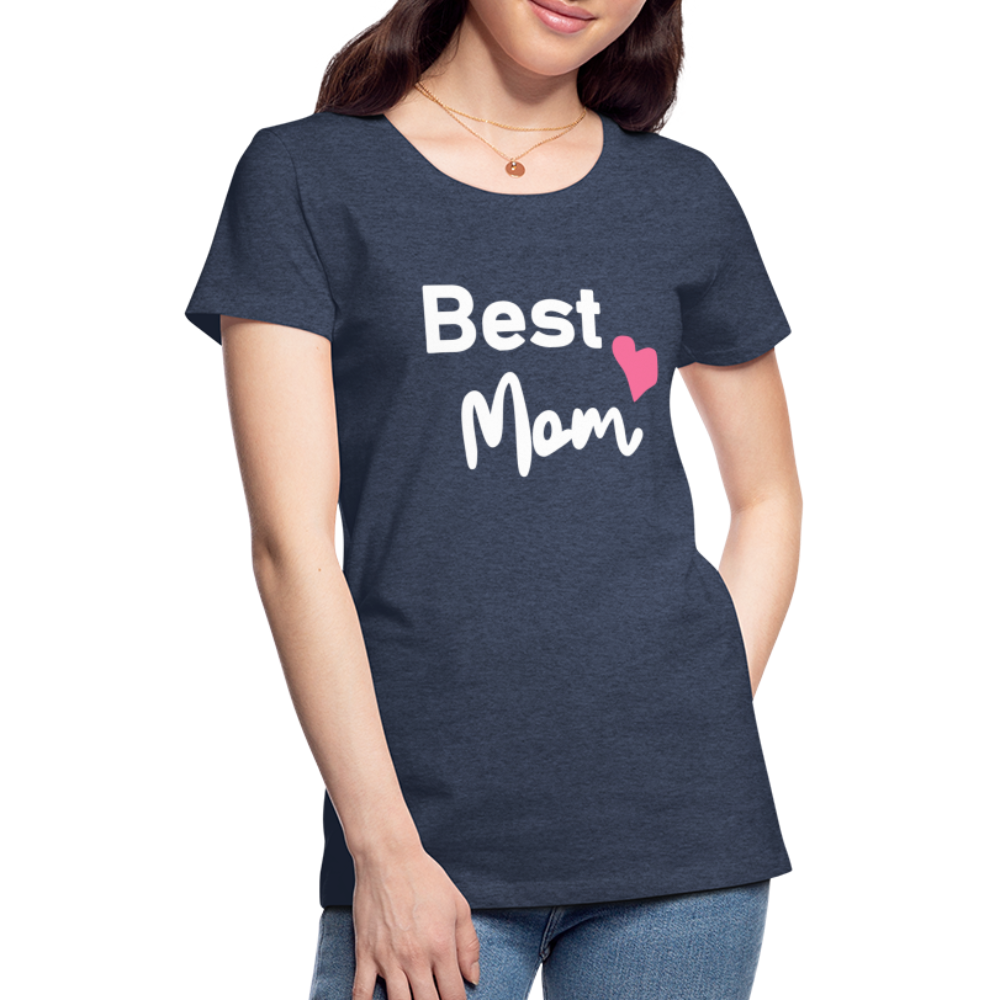 Frauen Premium T-Shirt - Best Mom Herz - Blau meliert