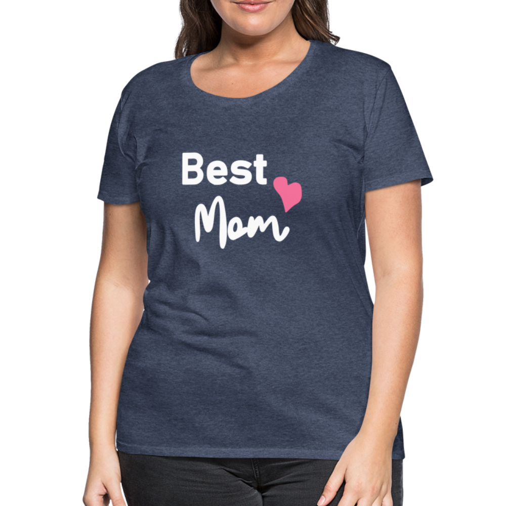 Frauen Premium T-Shirt - Best Mom Herz - Blau meliert