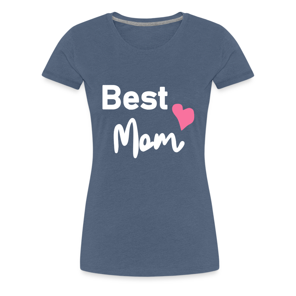 Frauen Premium T-Shirt - Best Mom Herz - Blau meliert