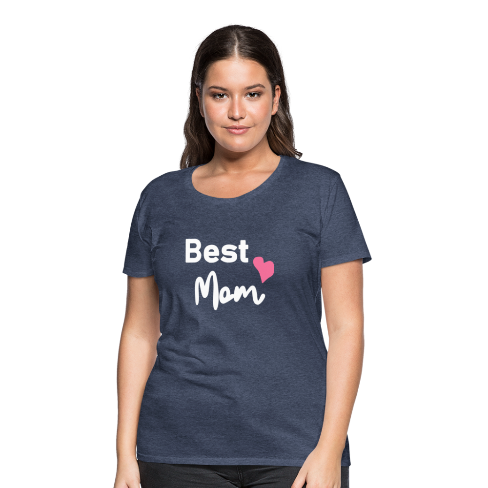 Frauen Premium T-Shirt - Best Mom Herz - Blau meliert