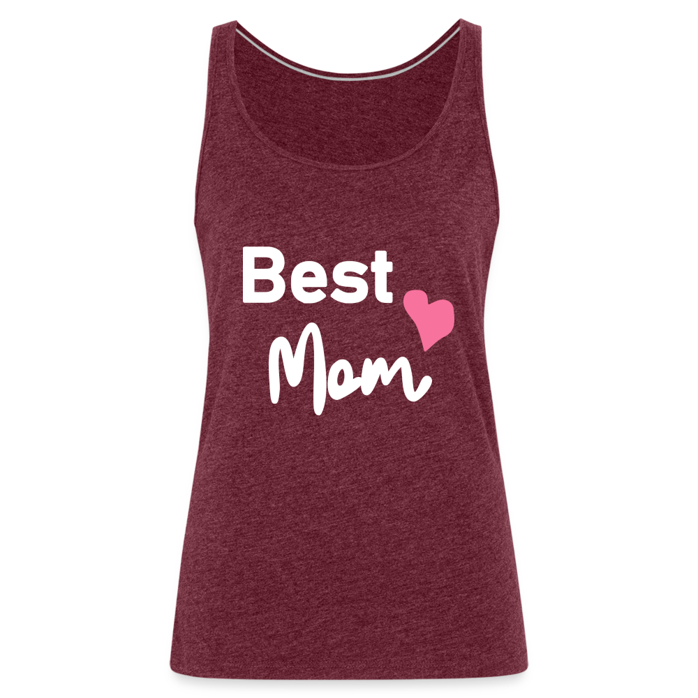 Frauen Premium Tank Top - Best Mom Herz - Bordeauxrot meliert