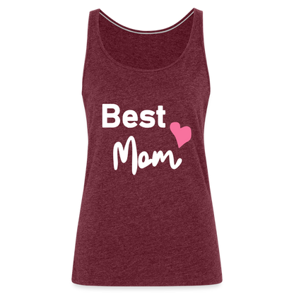 Frauen Premium Tank Top - Best Mom Herz - Bordeauxrot meliert