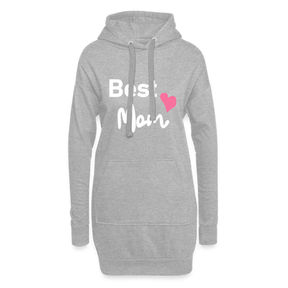 Hoodie-Kleid - Best Mom Herz - Grau meliert