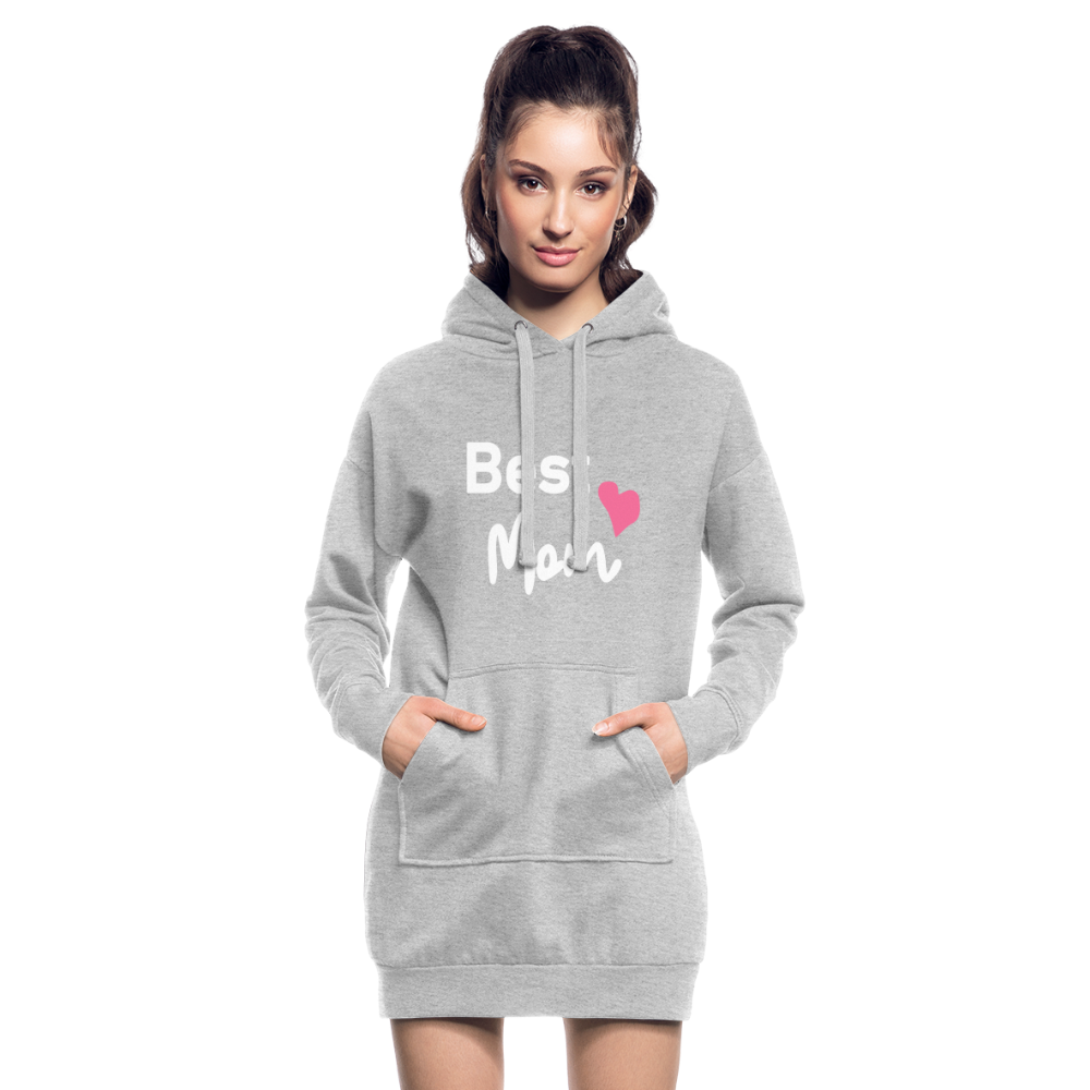 Hoodie-Kleid - Best Mom Herz - Grau meliert