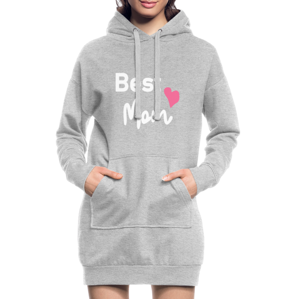 Hoodie-Kleid - Best Mom Herz - Grau meliert