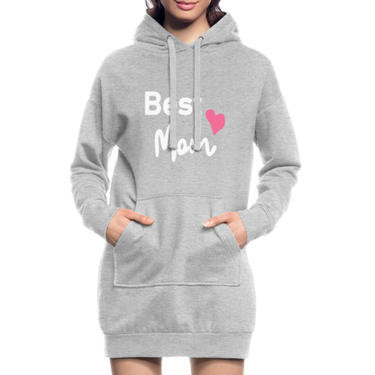 Hoodie-Kleid - Best Mom Herz - Grau meliert