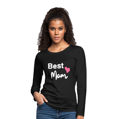 Frauen Premium Langarmshirt - Best Mom Herz - Schwarz