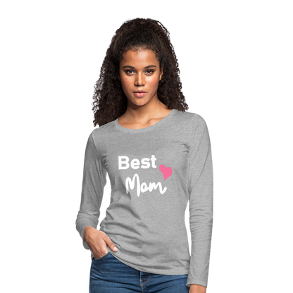 Frauen Premium Langarmshirt - Best Mom Herz - Grau meliert