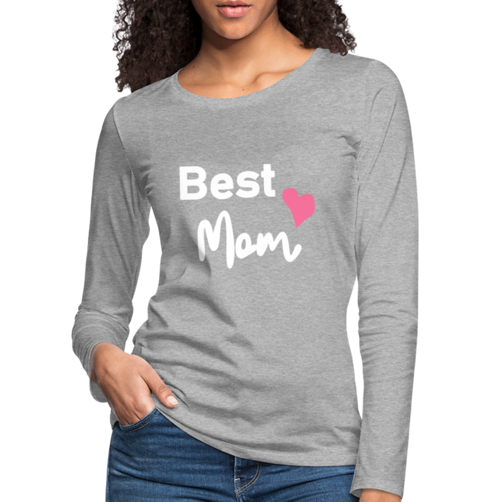 Frauen Premium Langarmshirt - Best Mom Herz - Grau meliert