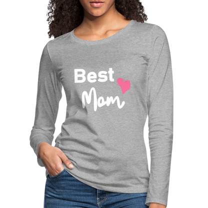 Frauen Premium Langarmshirt - Best Mom Herz - Grau meliert