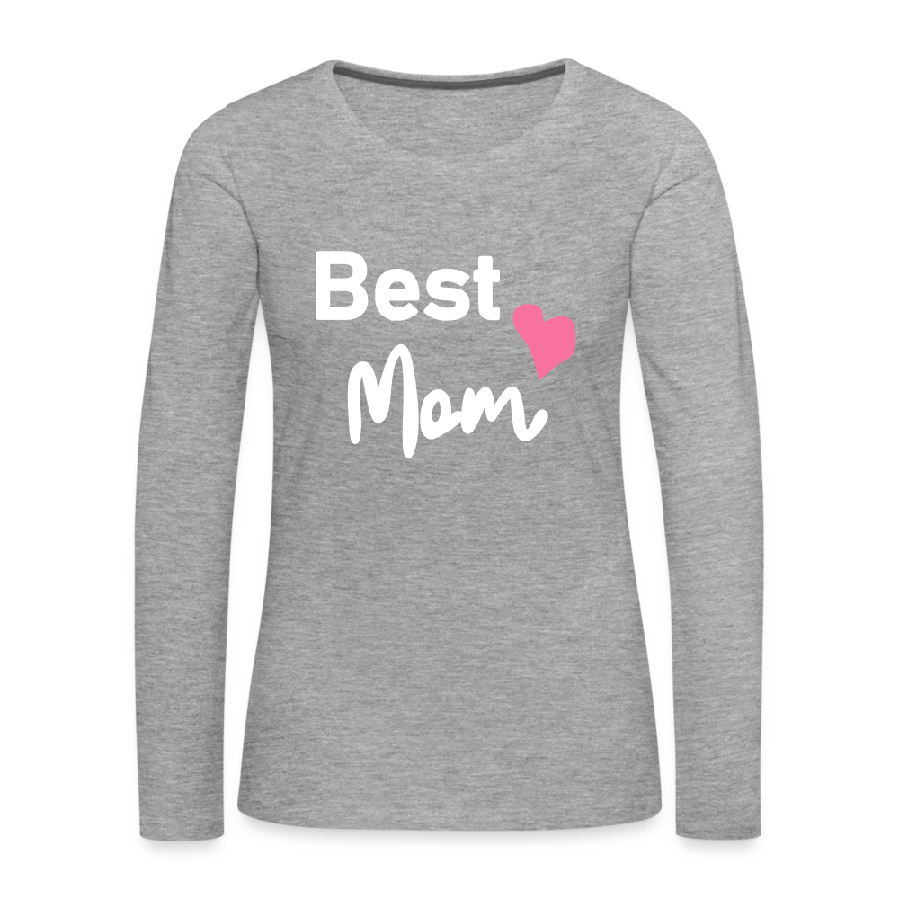 Frauen Premium Langarmshirt - Best Mom Herz - Grau meliert