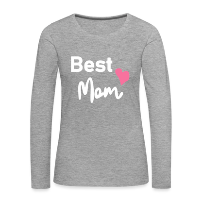 Frauen Premium Langarmshirt - Best Mom Herz - Grau meliert