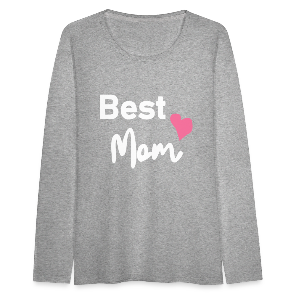 Frauen Premium Langarmshirt - Best Mom Herz - Grau meliert