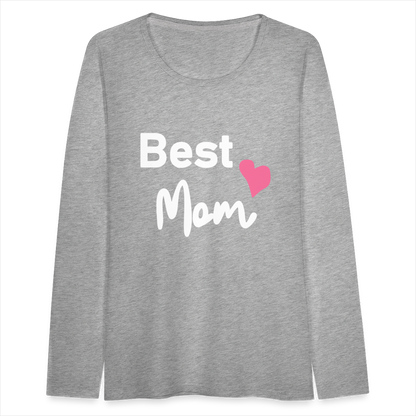 Frauen Premium Langarmshirt - Best Mom Herz - Grau meliert