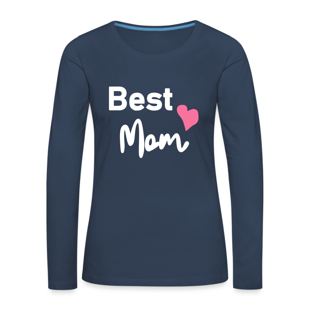 Frauen Premium Langarmshirt - Best Mom Herz - Navy