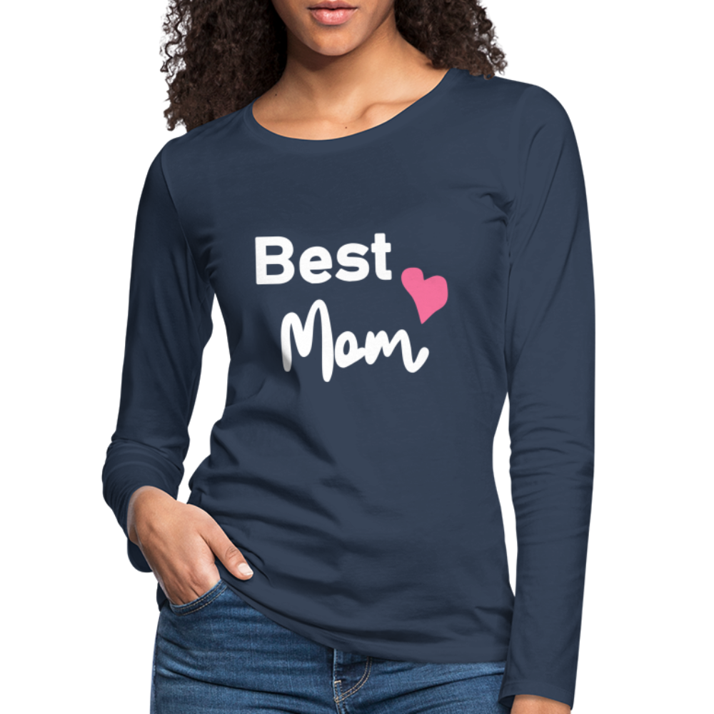 Frauen Premium Langarmshirt - Best Mom Herz - Navy