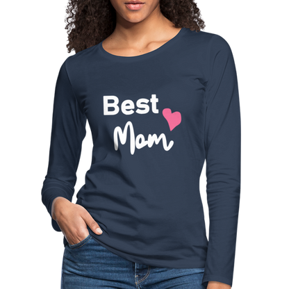 Frauen Premium Langarmshirt - Best Mom Herz - Navy