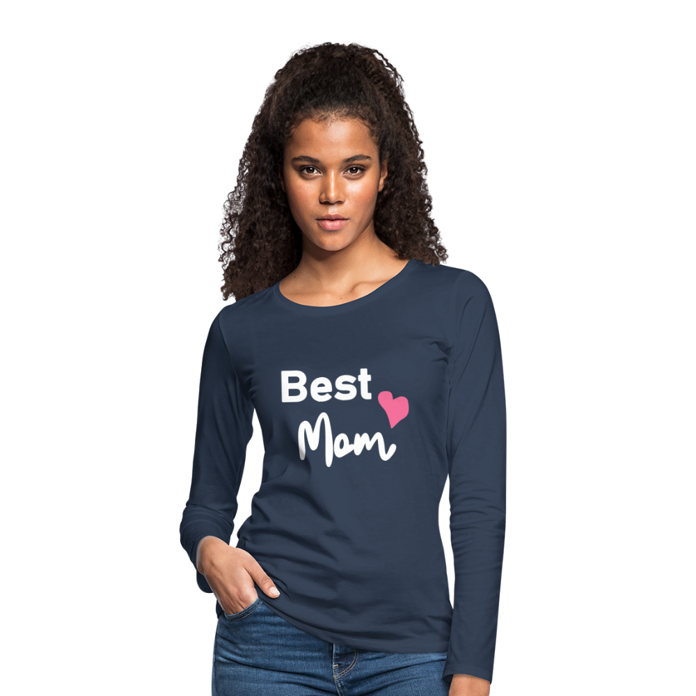 Frauen Premium Langarmshirt - Best Mom Herz - Navy