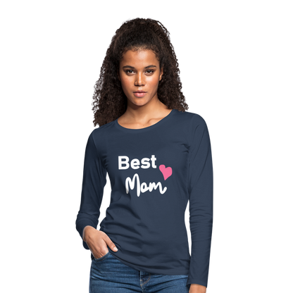 Frauen Premium Langarmshirt - Best Mom Herz - Navy