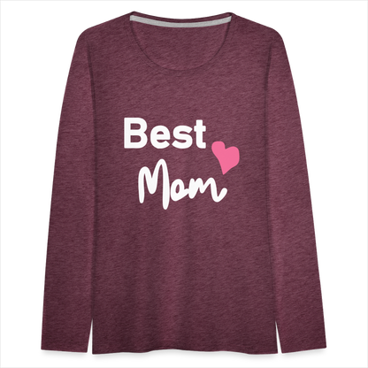 Frauen Premium Langarmshirt - Best Mom Herz - Bordeauxrot meliert