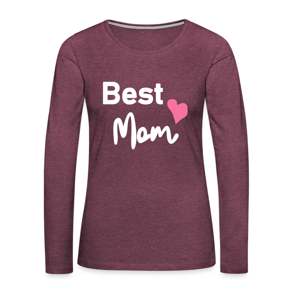 Frauen Premium Langarmshirt - Best Mom Herz - Bordeauxrot meliert