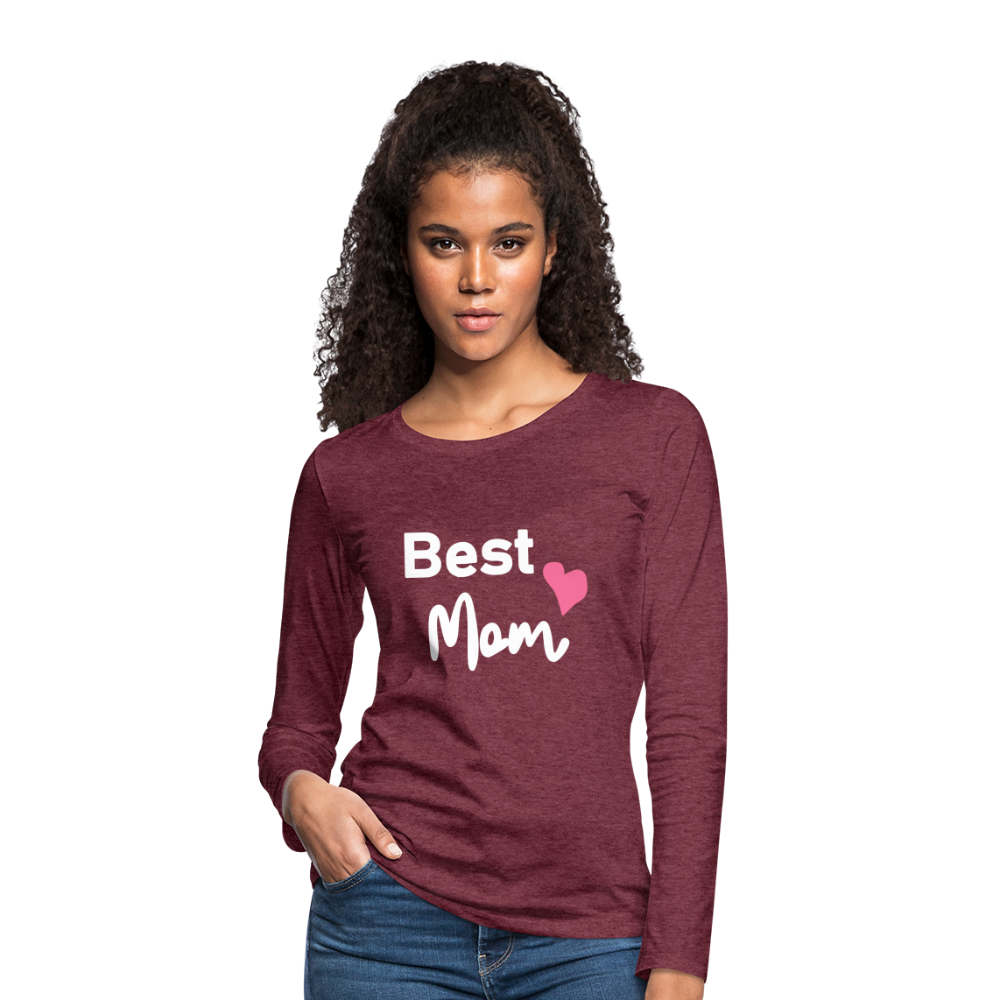 Frauen Premium Langarmshirt - Best Mom Herz - Bordeauxrot meliert