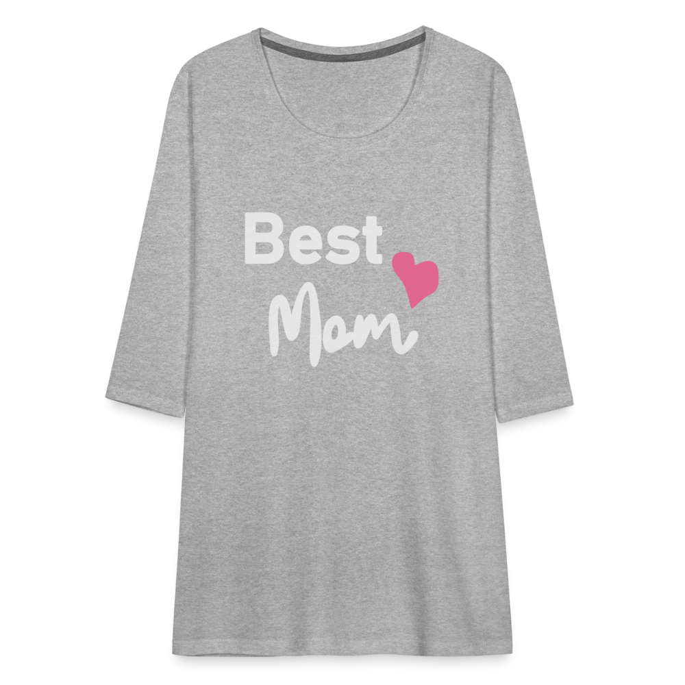 Frauen Premium 3/4-Arm Shirt - Best Mom Herz - Grau meliert