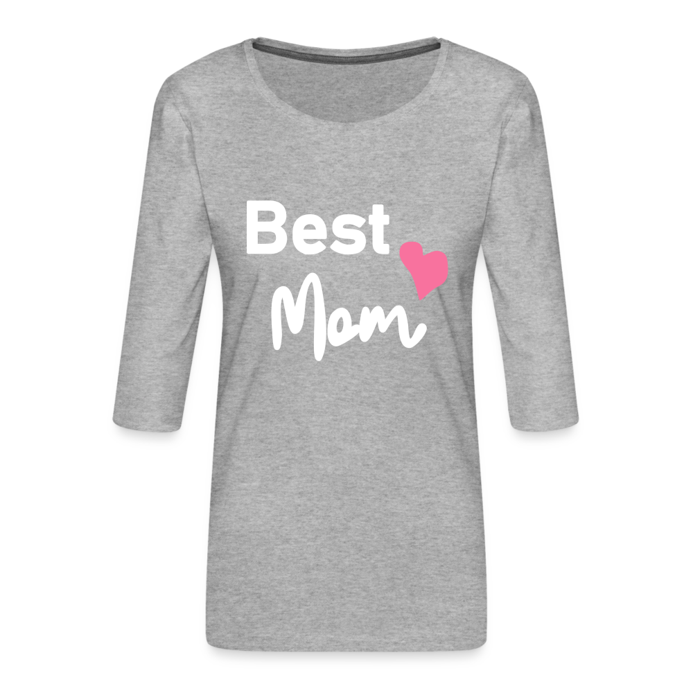 Frauen Premium 3/4-Arm Shirt - Best Mom Herz - Grau meliert