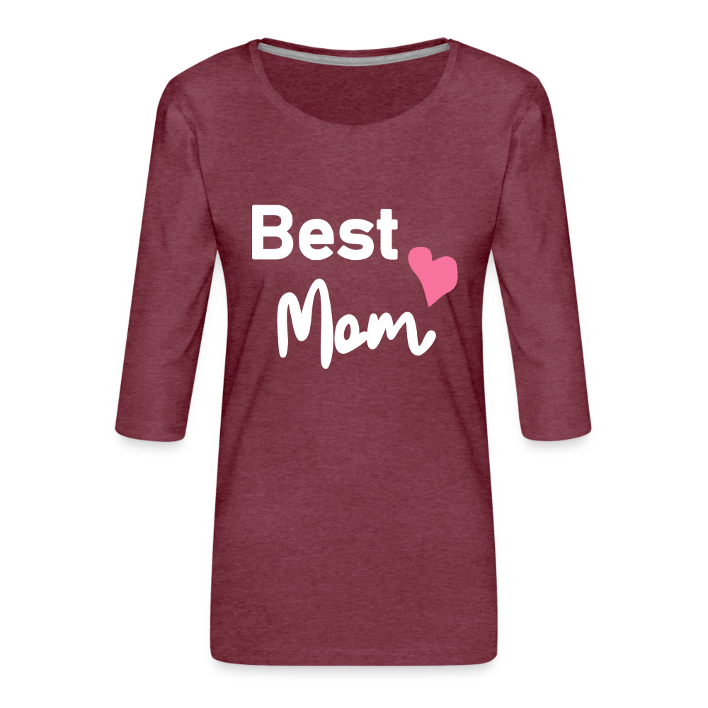 Frauen Premium 3/4-Arm Shirt - Best Mom Herz - Bordeauxrot meliert