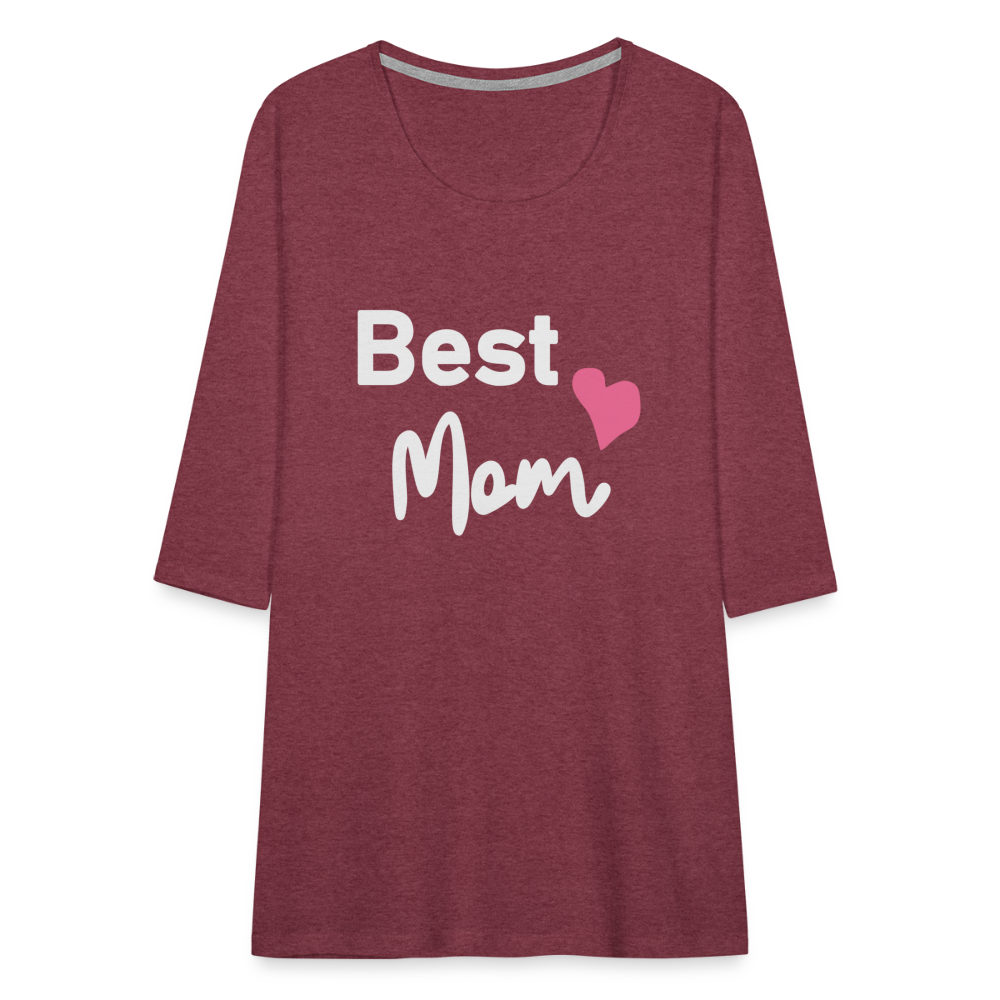 Frauen Premium 3/4-Arm Shirt - Best Mom Herz - Bordeauxrot meliert