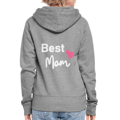 Frauen Premium Kapuzenjacke - Best Mom Herz - Grau meliert