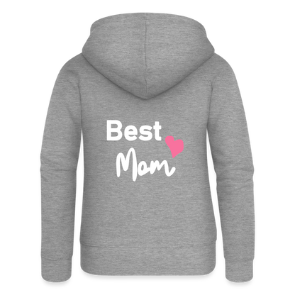 Frauen Premium Kapuzenjacke - Best Mom Herz - Grau meliert