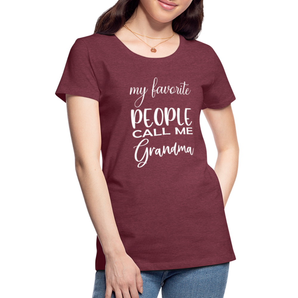 Frauen Premium T-Shirt - Grandma - Bordeauxrot meliert