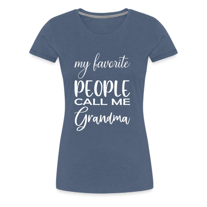 Frauen Premium T-Shirt - Grandma - Blau meliert