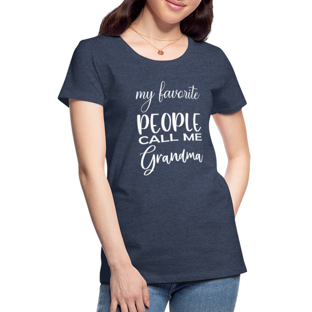 Frauen Premium T-Shirt - Grandma - Blau meliert