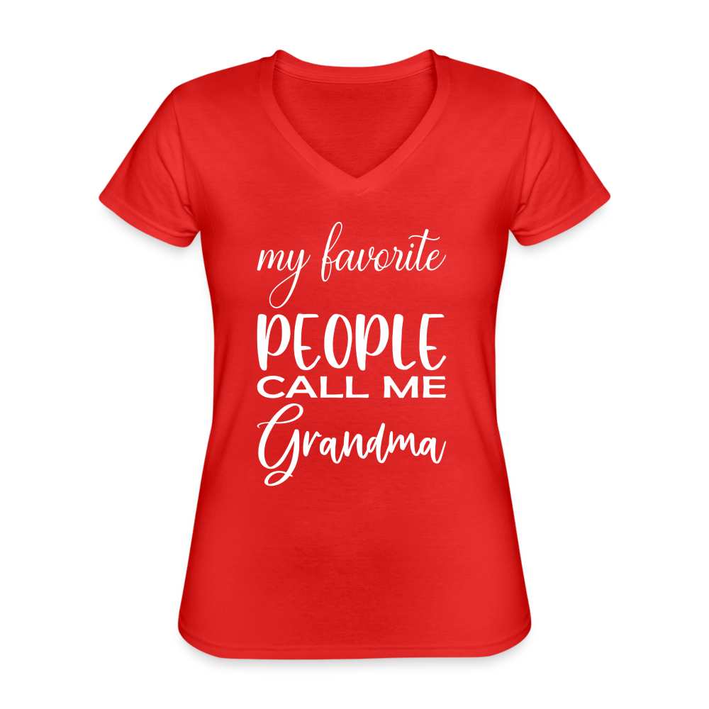 Klassisches Frauen-T-Shirt mit V-Ausschnitt - Grandma - Rot