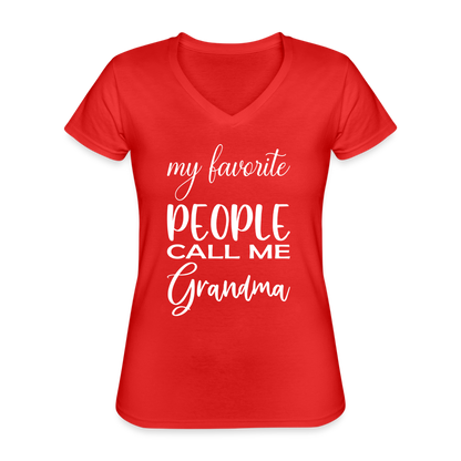 Klassisches Frauen-T-Shirt mit V-Ausschnitt - Grandma - Rot