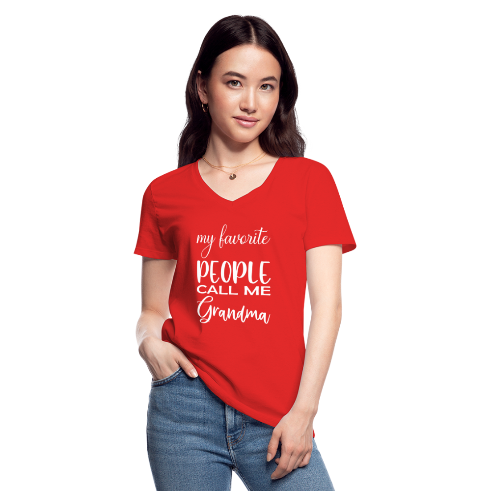 Klassisches Frauen-T-Shirt mit V-Ausschnitt - Grandma - Rot