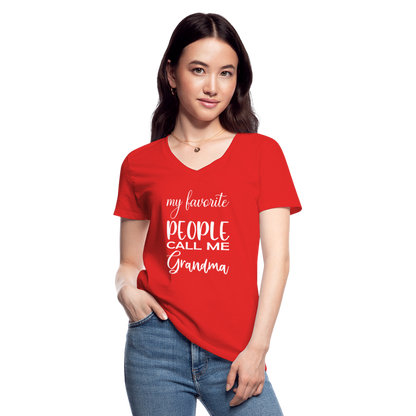 Klassisches Frauen-T-Shirt mit V-Ausschnitt - Grandma - Rot