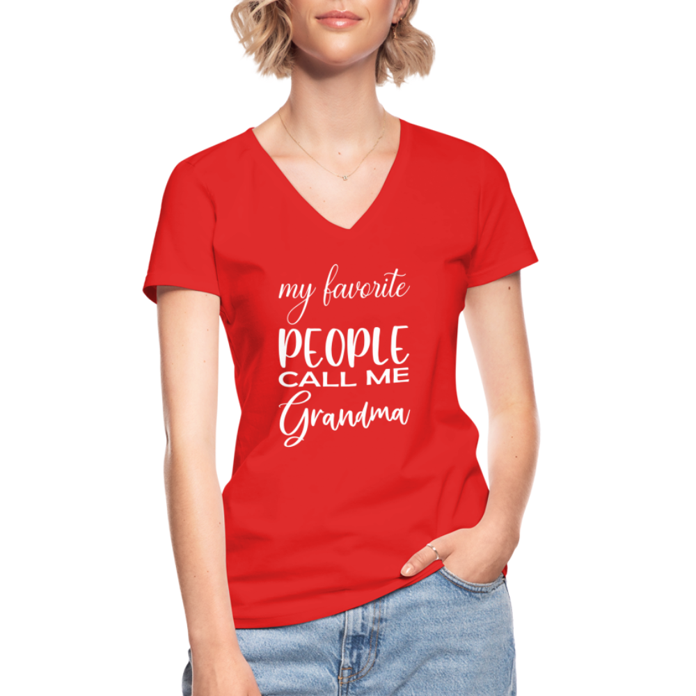 Klassisches Frauen-T-Shirt mit V-Ausschnitt - Grandma - Rot