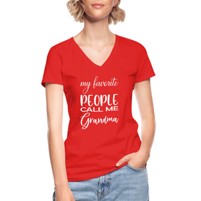 Klassisches Frauen-T-Shirt mit V-Ausschnitt - Grandma - Rot