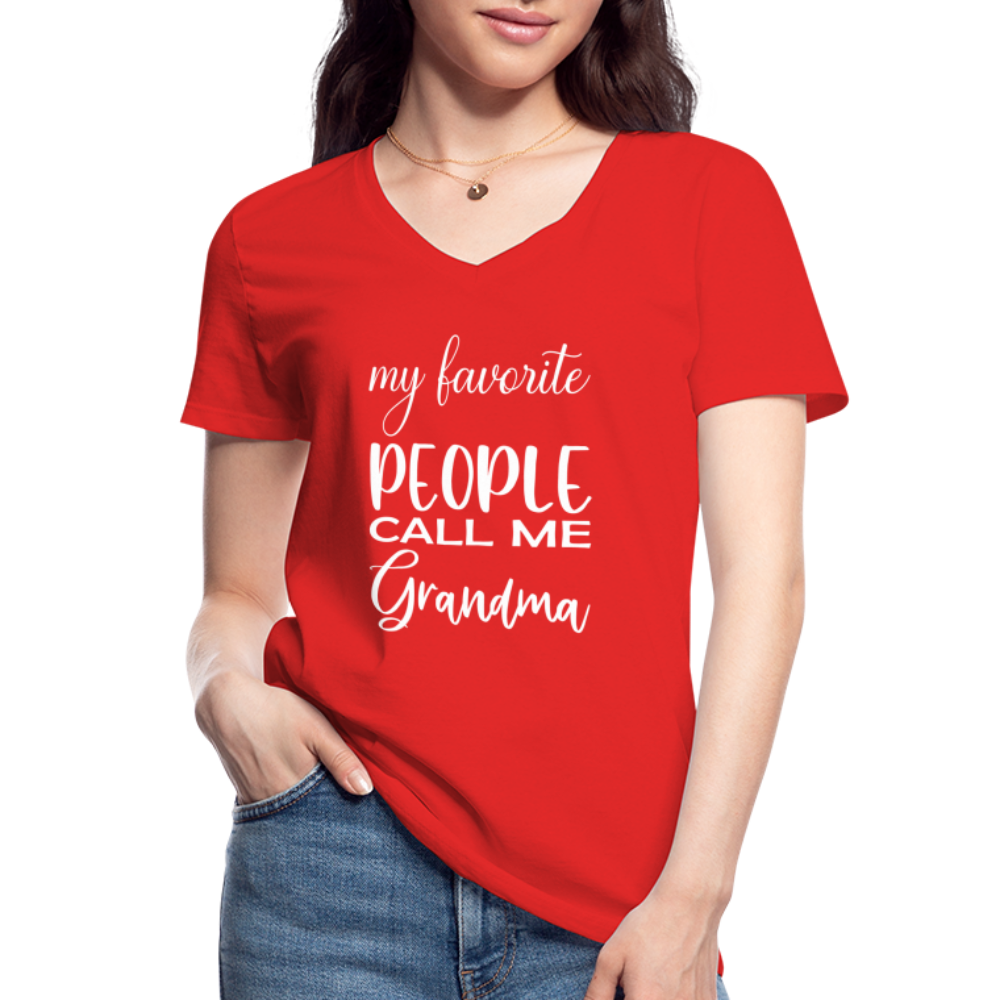 Klassisches Frauen-T-Shirt mit V-Ausschnitt - Grandma - Rot