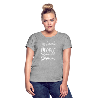 Frauen Oversize T-Shirt - Grandma - Grau meliert