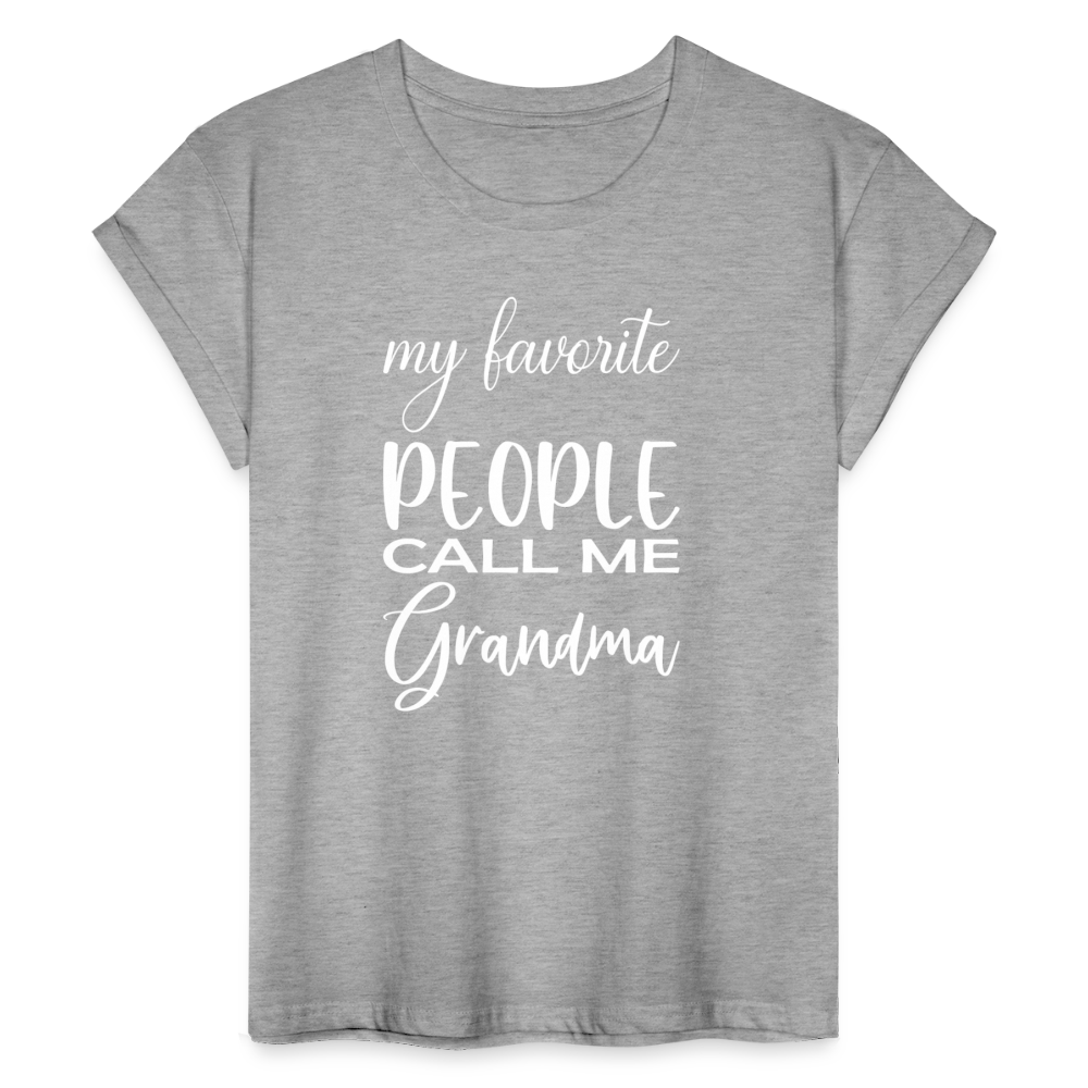 Frauen Oversize T-Shirt - Grandma - Grau meliert