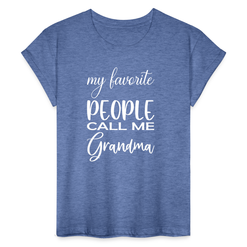 Frauen Oversize T-Shirt - Grandma - Denim meliert