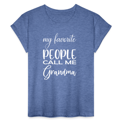 Frauen Oversize T-Shirt - Grandma - Denim meliert